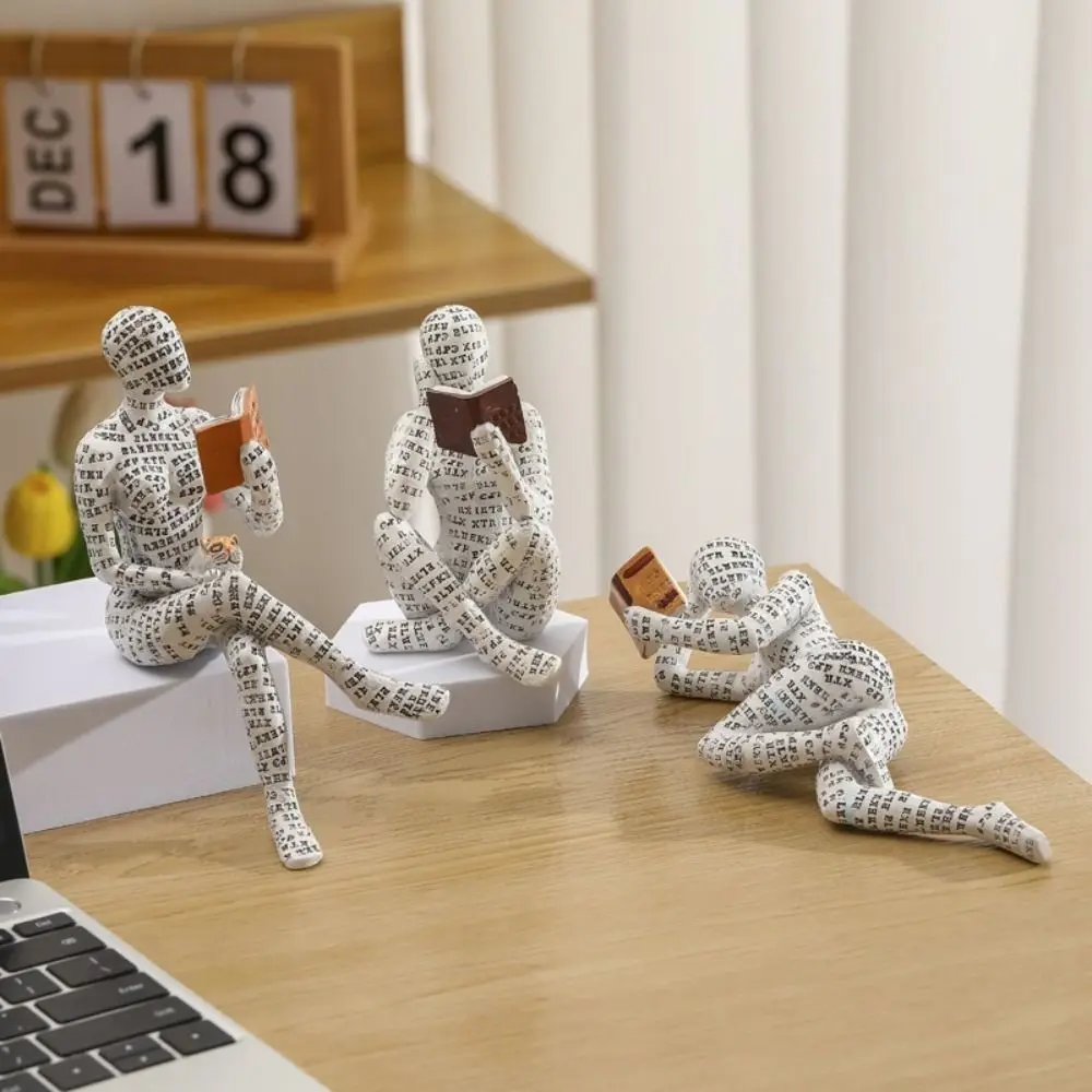 Kreative Mini Lesen Frau Figur Harz Denker Stil Kunst Skulptur Einfache Nordic Moderne Harz Statue Hause