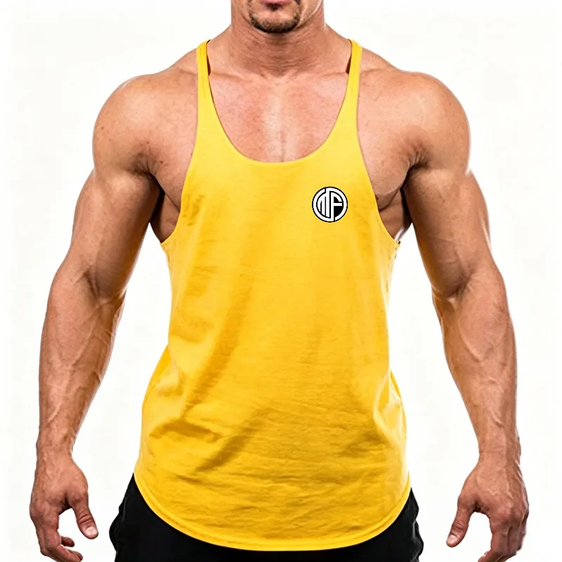 Mens Workouts jogging Cotton Low Scoop Neck Y-Back Racerback Bodybuilding Summer Fitness Gym Tank Tops Clothing Breathable Vests
