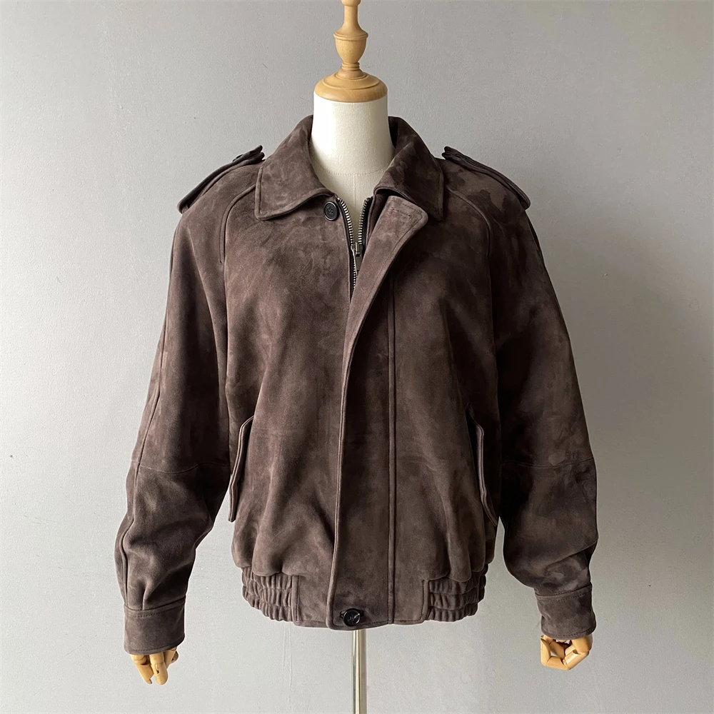 Jaxmonoy Damen-Jacke aus echtem Schaffell, Damenmode, echtes Wildleder, Ledermäntel, Winter, volle Ärmel, Oberbekleidung, 2025, Neuankömmling