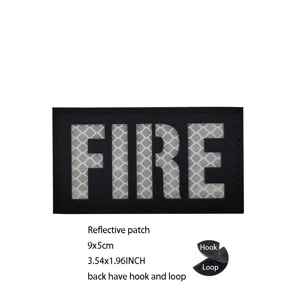 Hot Selling Laser Cut IR Reflective Fire Fighter PVC Magic Armband Glow-in-the-dark Bag Accessory Backpack Patches for Clothing