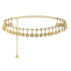 Ladies' Metal Waist Chain Thin Decorative Belt For Dress, Belly Dance Belt Gold and Silver