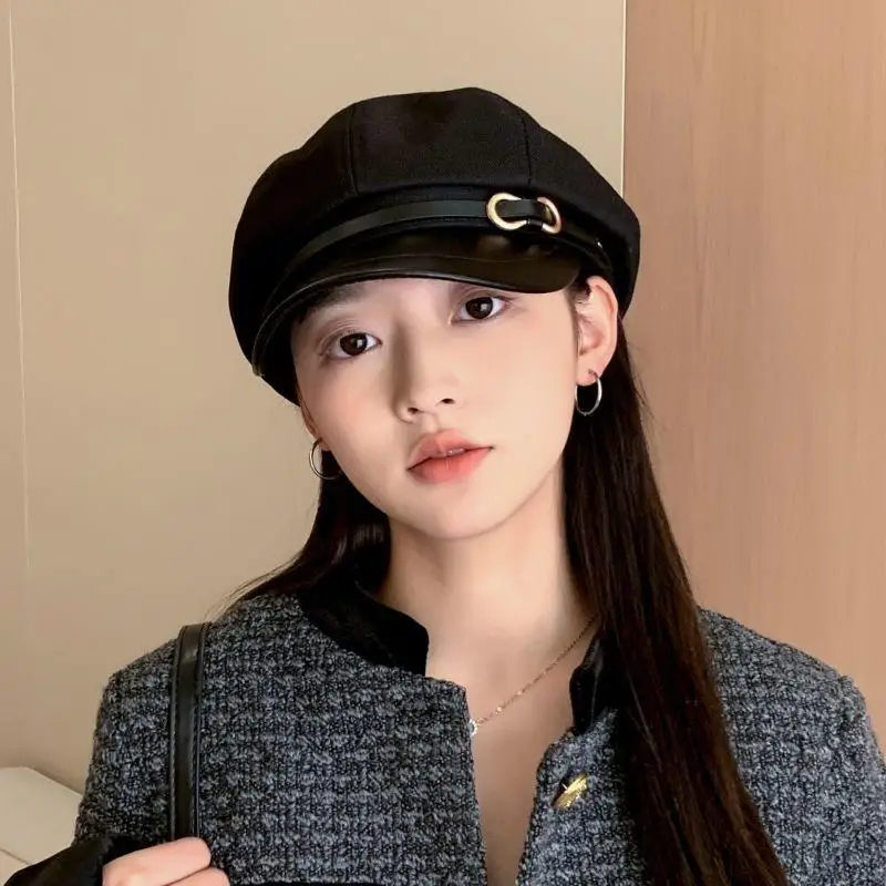 Vintage Solid Color Beret Hat Autumn And Winter Fashion Painter Caps Casual Wool Hat Newsboy Hat Daily Outdoor Windproof Hat
