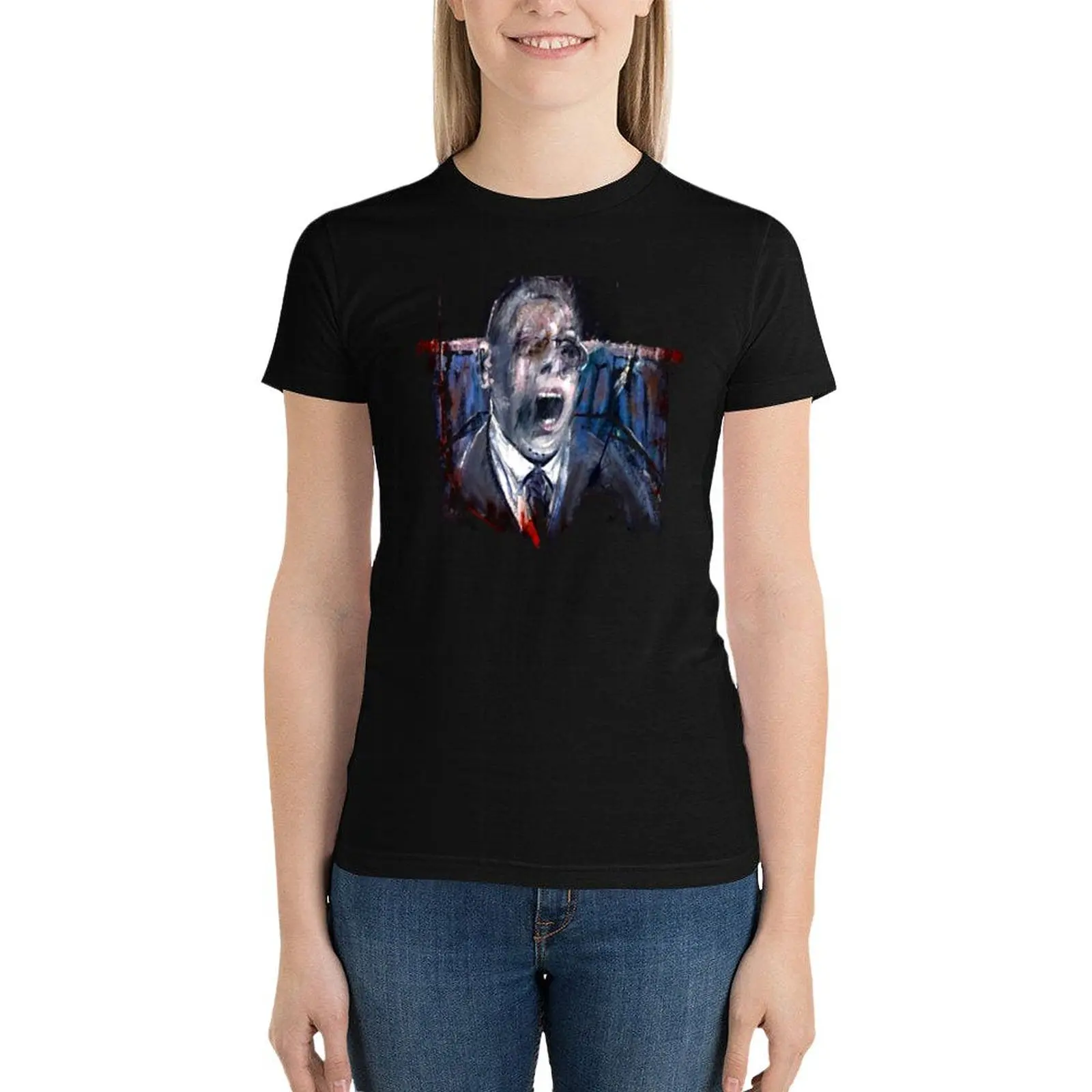 Francis Bacon Screaming Business man in suit office angst existential painting art lover gift t shirt or mask T-Shirt