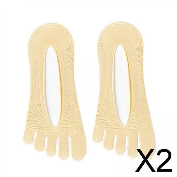 

Women Girls Invisible Five Toe Socks Low Cut Breathable Liner Summer Thin No Show Anti Slip Heel Grip for Slippers