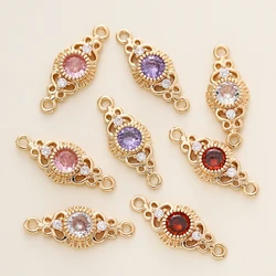 5/10Pcs/Pack 18K Gold Color Plated Metal Brass 2 Holes Oval Connector Pendants for DIY Necklace Jewelry Making Accessories