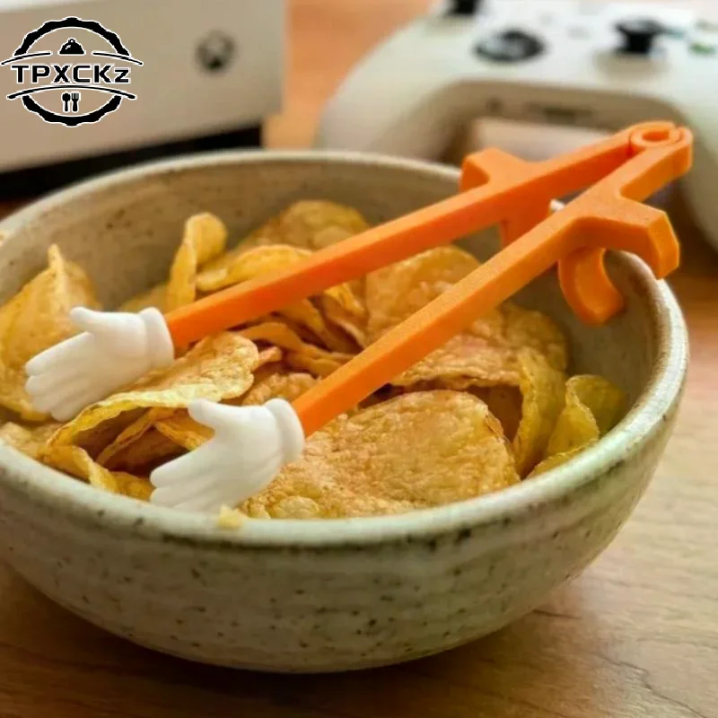 Mini Finger Snack Chopsticks Game Controller Shaped Plastic Training Sticks For Gamers Eating While Gaming No Dirty Hands