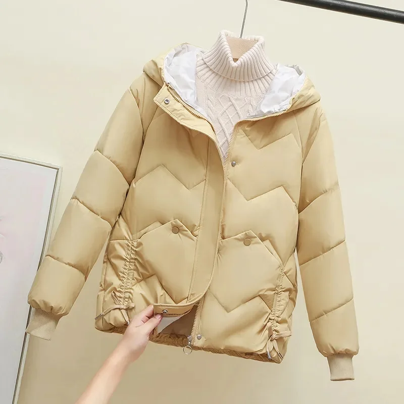 2024 New Style Korean Women\'s Cotton Coat Petite Thickened Padded Jacket Winter Warm Comfort Women\'s Outerwear Puffer Parkas