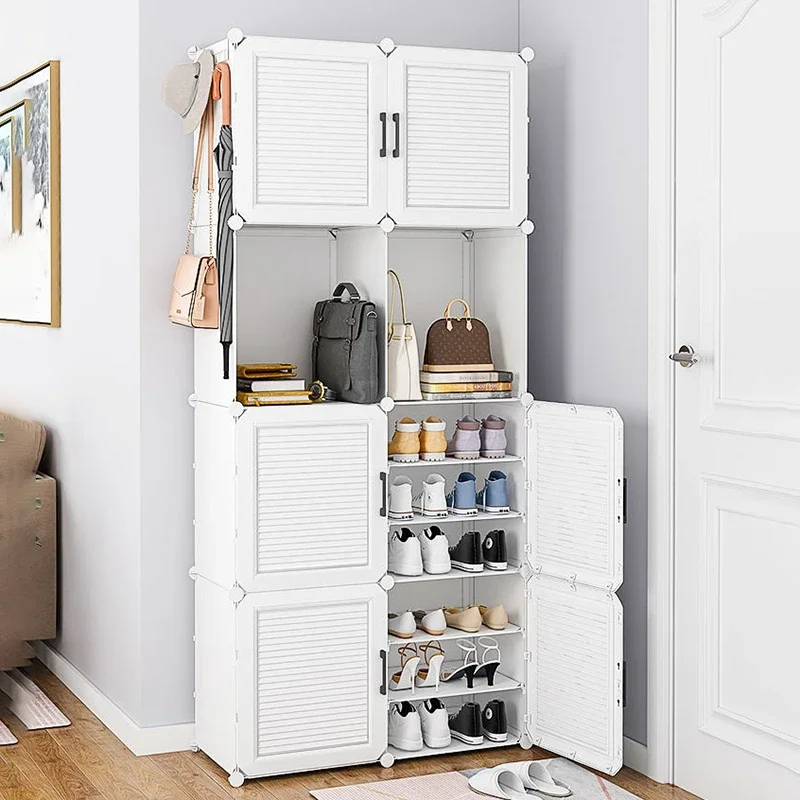 

DIY Modular Shoe Organizer Cabinet Plastic Cube Shoes Storage Rack Installation Stackable Headboards Storage Gabinete Furniture