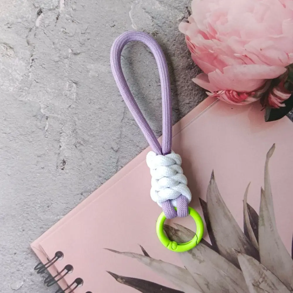 Fashion Anti Lost Braided Rope Keychain Creative Multicolor Colorful Knot Pendant Soft Strap Braided Lanyard Keyring Couple