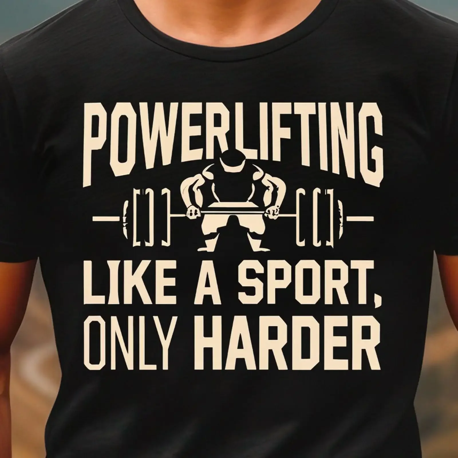 T Shirt Powerlifting Like A Sport Only Harder Funny Lifting vintage Washed Stretched fashion Versatile Comfortable homme