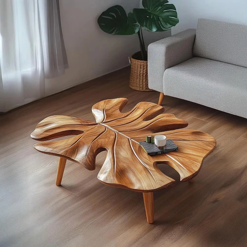

Modern walnut coffee table with unique living room furniture