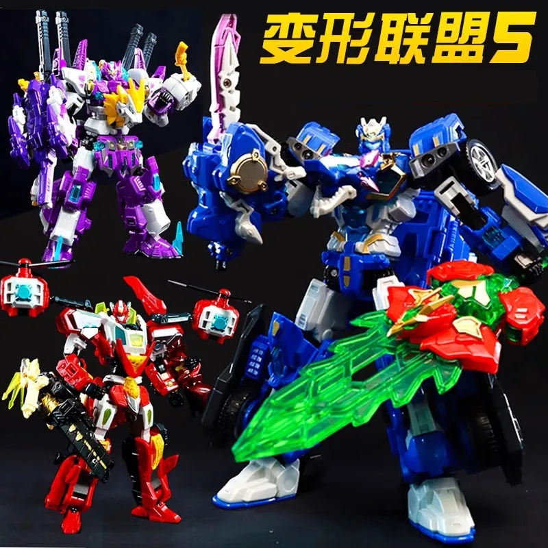 New Glory Alliance 5 Transforming Robot Shapeshifting League Toys The War of Fierce Beasts Combined Deformed Vehicle Mech Figure