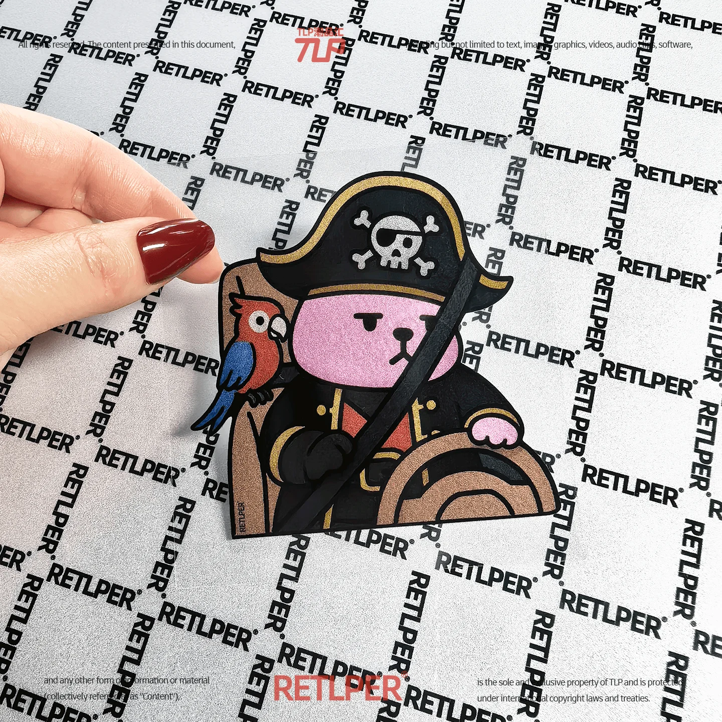 Retlper Reflective Car Sticker Original Rabbit Lippo Self-Proclaimed Pirate Captain Waterproof for Car/Moto