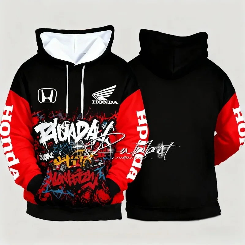 

Новинка 2025 года, теплая толстовка с капюшоном Honda Racing Team для велоспорта, мужская теплая толстовка с капюшоном для гонок на мотоциклах, внедорожного велосипеда, осень/зима