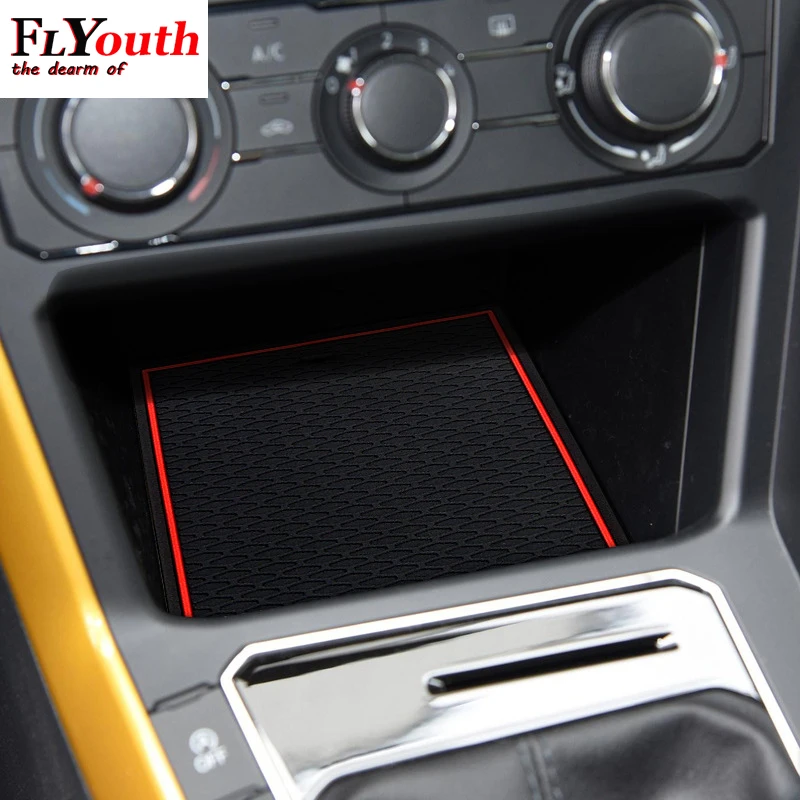 Anti-Slip Borracha Copo Almofada Porta Groove Mat Para Volkswagen VW POLO MK6 2018 2019 2020 Acessórios Adesivos de Carro mat...