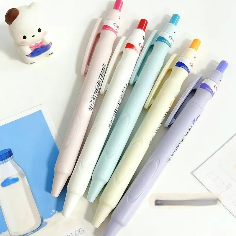

New 2/5Pcs 0.5mm Large Capacity Fun Quick-Drying Pens Creative Milk Bottle Gel Pens Simple Cute And Stylish Black Pens
