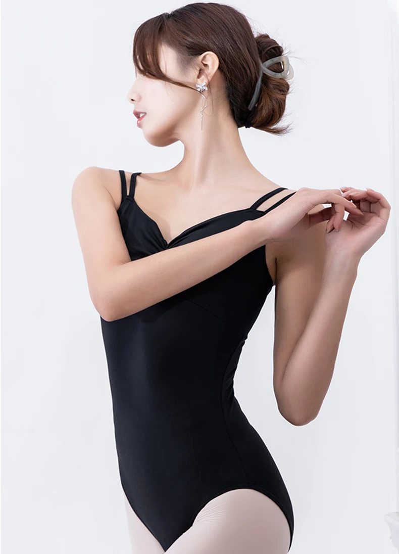 Adult Ballet Dance Practice Leotard Adjustable Sling Elegant Gymnastics Bodysuit Women Ballet Costume Training Clothes Double