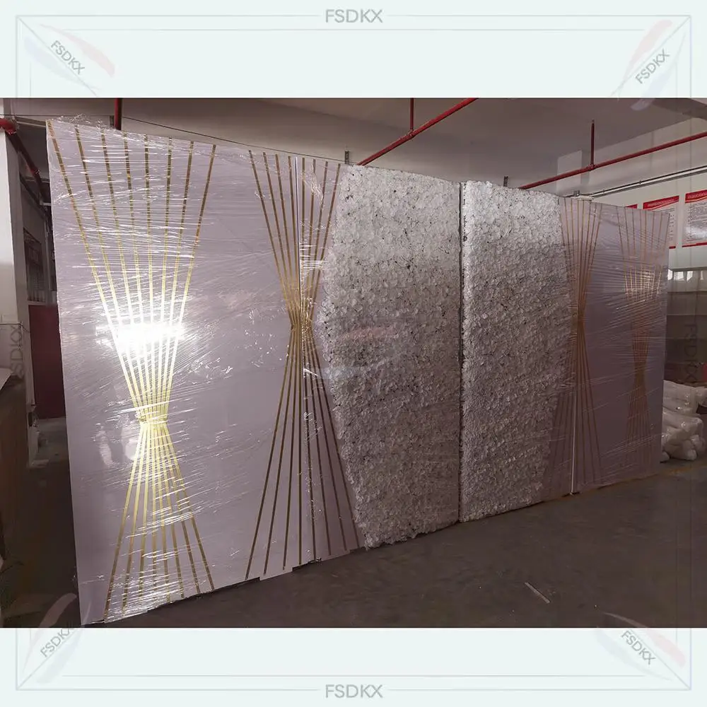 New Design Custom 600*240 cm Wedding Party Decoration Flower PVC Background Wall for Events Decoration
