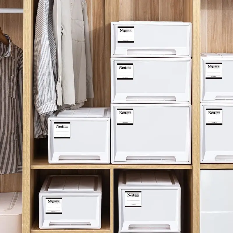 

Утолщенный пластиковый органайзер для хранения вещей в ящиках, большой контейнер для одежды и белья, экономия места в шкафу, решение для домашнего хранения