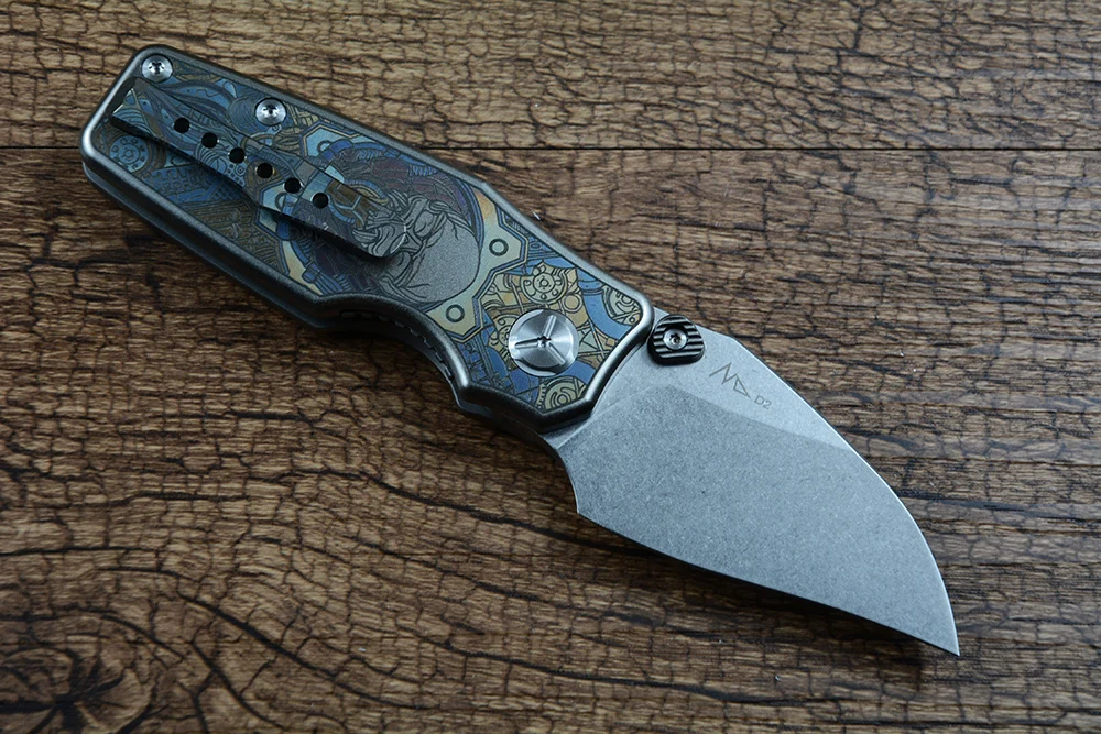 Pioneer XD056 Folding Knife D2 Blade Ceramic Ball Bearing Washer TC4 Titanium Handle for Outdoor Camping EDC Gift view 2