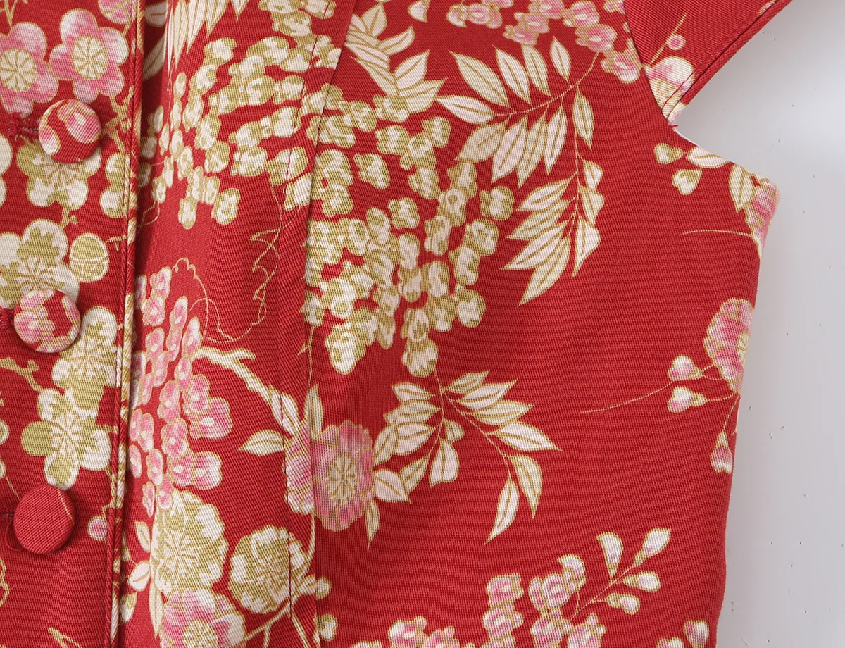 KLKXMYT Lässige, schicke Damenweste mit Blumenmuster, einreihig, modisches Oberteil, Sommer 2026, Kurzarm-Streetwear-Weste. – Detail 6