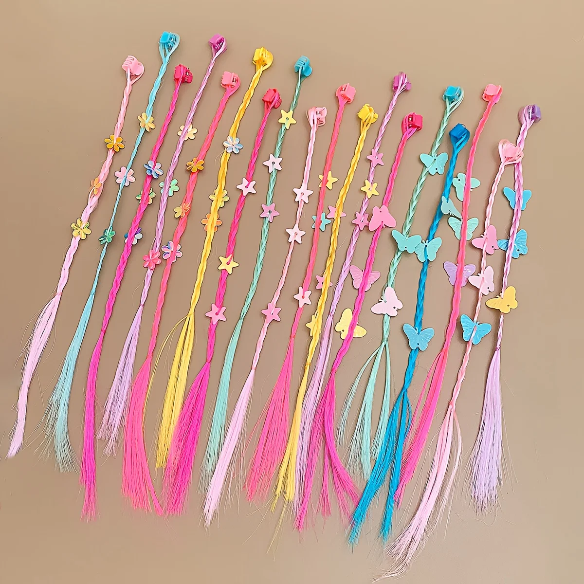 18pcs Colorful Sweet & Cool Dreadlock Wigs for Women, Performance Street Dance Hair Clips and Headpieces