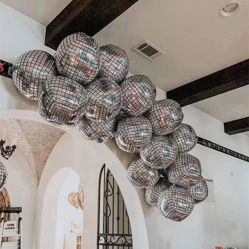 6 Stück 22 Zoll 4D Disco Folienballons Laser Aluminiumfolie Ballons Disco Ballons Happy 80er 90er Geburtstag Party Dekoration Ballons