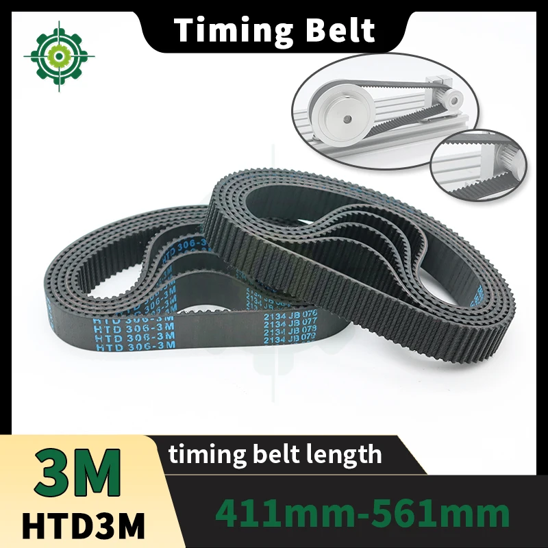 

HTD3M Timing Belt Length 411mm-561mm HTD3M Pulley Belt Width 10mm 3M Rubber Belt 6mm Loop Belt 20mm HTD 3M Synchronous Belt 15mm