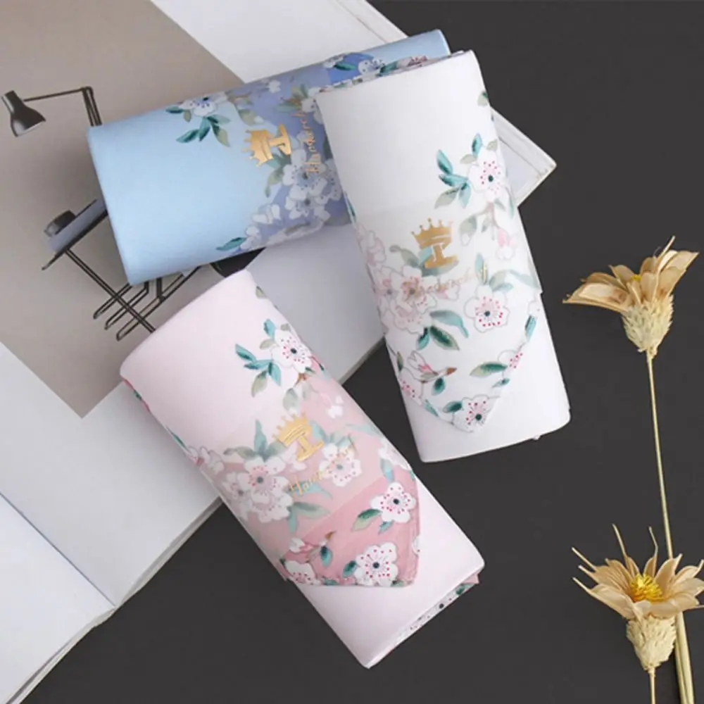 Eco-friendly Printed Square Handkerchief Women Pure Cotton Soft Cloth Towel Reusable Thin Neck Scarf