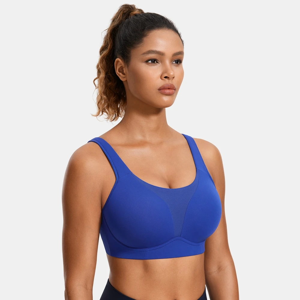 Women Sports Bra High Impact Padded Wireless Supportive Plus Size Solid Shockproof  Workout Fitness Bras Tops Casual