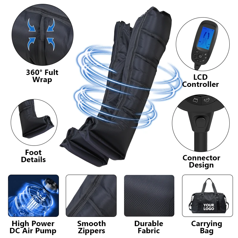 Professional Air Compression Full Leg Massage Recovery Boots System for Sport Relaxtense Muscles and Blood Circulation