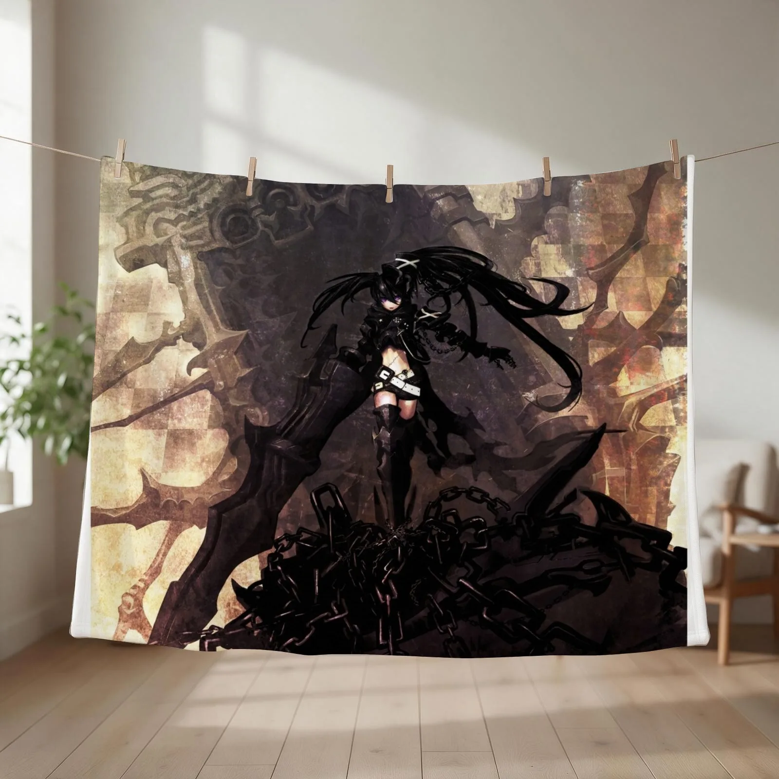 Black rock shooter Throw Blanket Moving Decoratives Custom Vintage Blankets