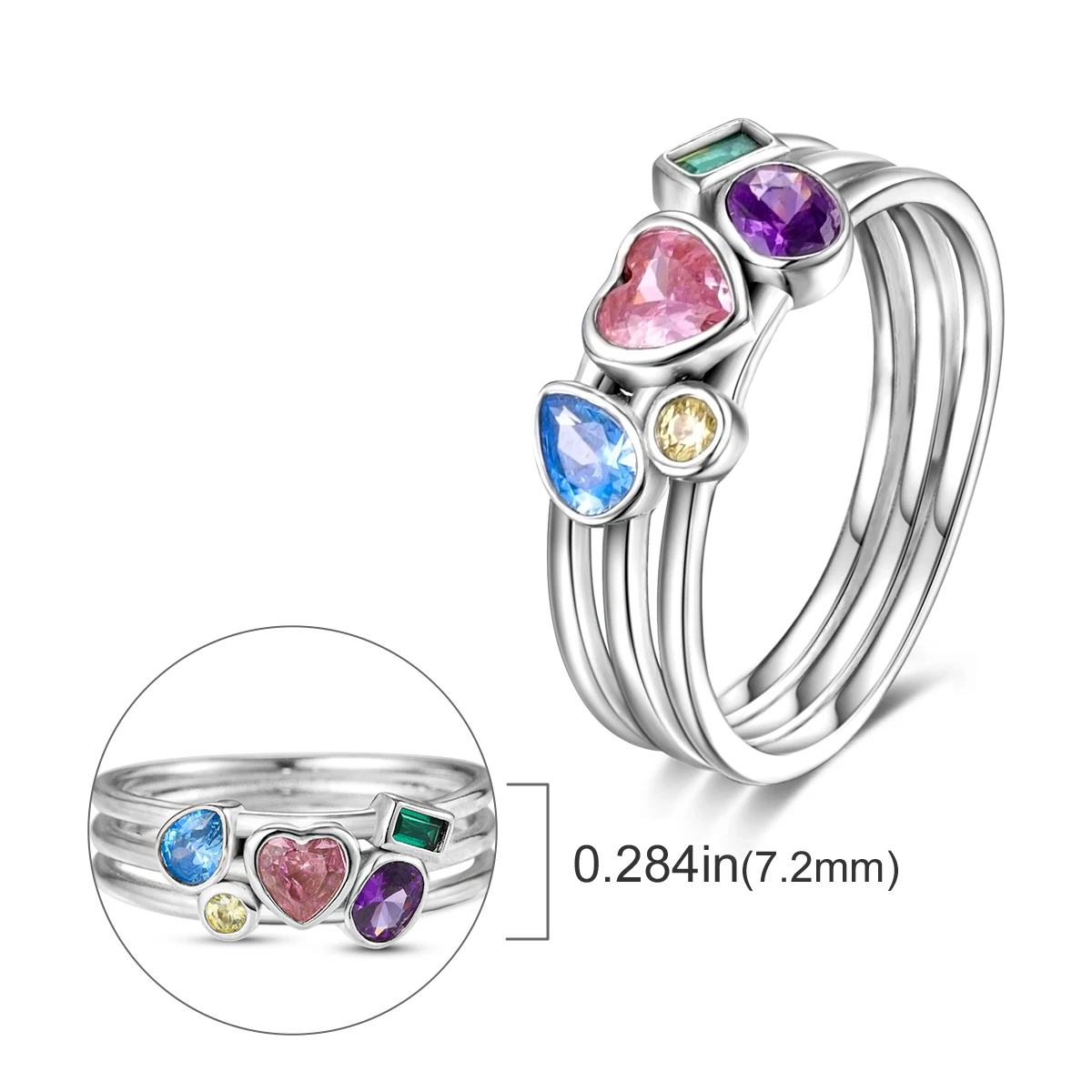 Women's 925 Sterling Silver Stackable Flower Ring, Engagement