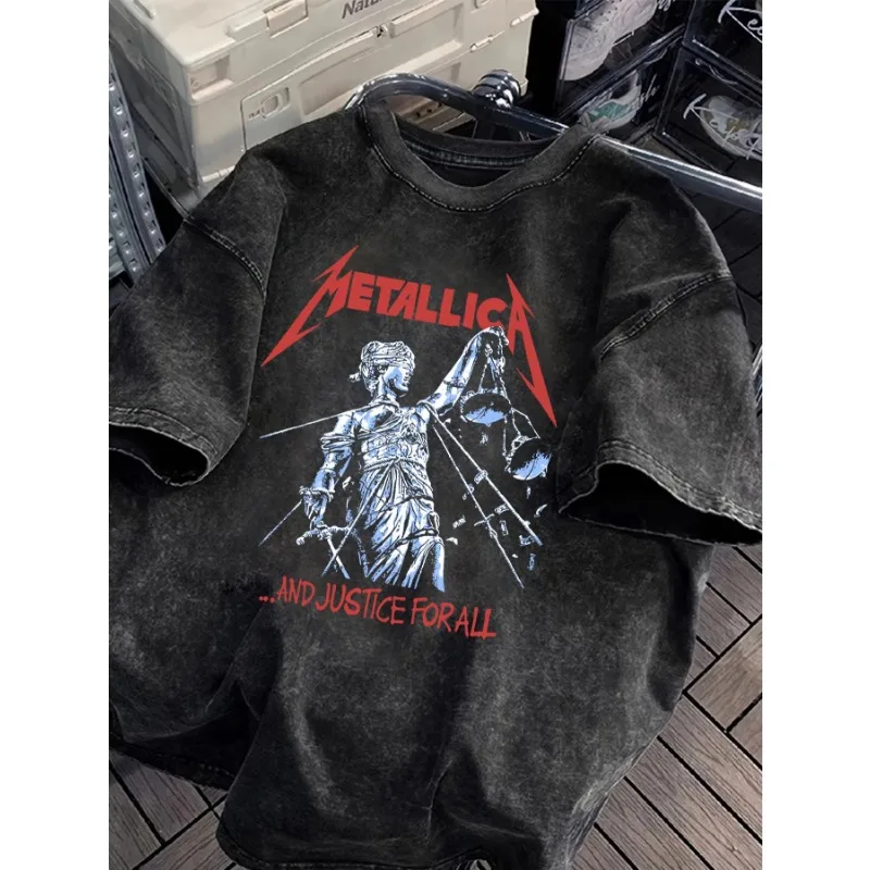 2026 Summer Vintage Rock Band Pattern Washed T Shirts Y2k Graphic Top Rock Shirts for Women Fashion Women Y2k Clothing