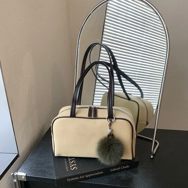 Retro Green Shoulder Bags for Women 2026 Autumn New Large Capacity Commuter Handbag Ladies Rectangle Box-shaped Tote Bag