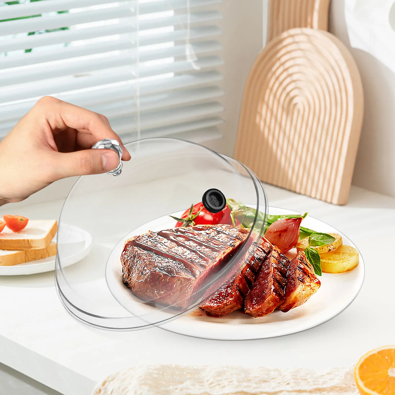 

2 шт. Прозрачные термостойкие крышки для еды, защитные колпаки для закусок, тортов и десертов, крышки для десертов, крышки для копчения