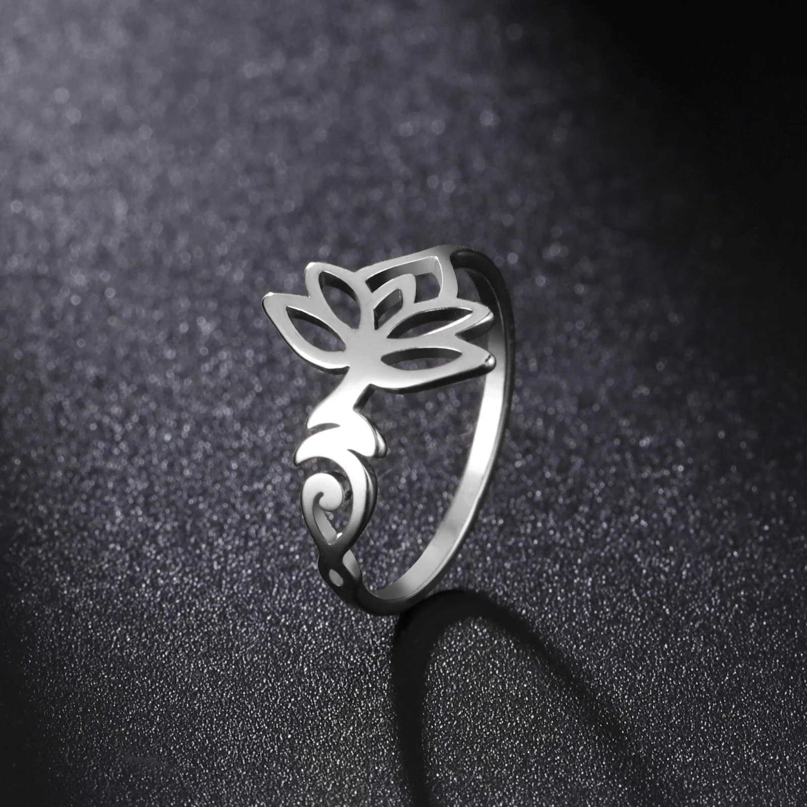 LIKGREAT – bague fleur de Lotus en acier inoxydable, symbole unique, bouddhisme indien Om, breloques de guérison, amulette, bijoux cadeau 36 LIKGREAT – bague fleur de Lotus en acier inoxydable, symbole unique, bouddhisme indien Om, breloques de guérison, amulette, bijoux cadeau 36