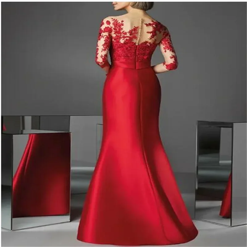 Red Mermaid Mother of the Bride Dresses for weddings Half Sleeves Formal Long Mom Gown Elegant Party Dresses for Women 2025