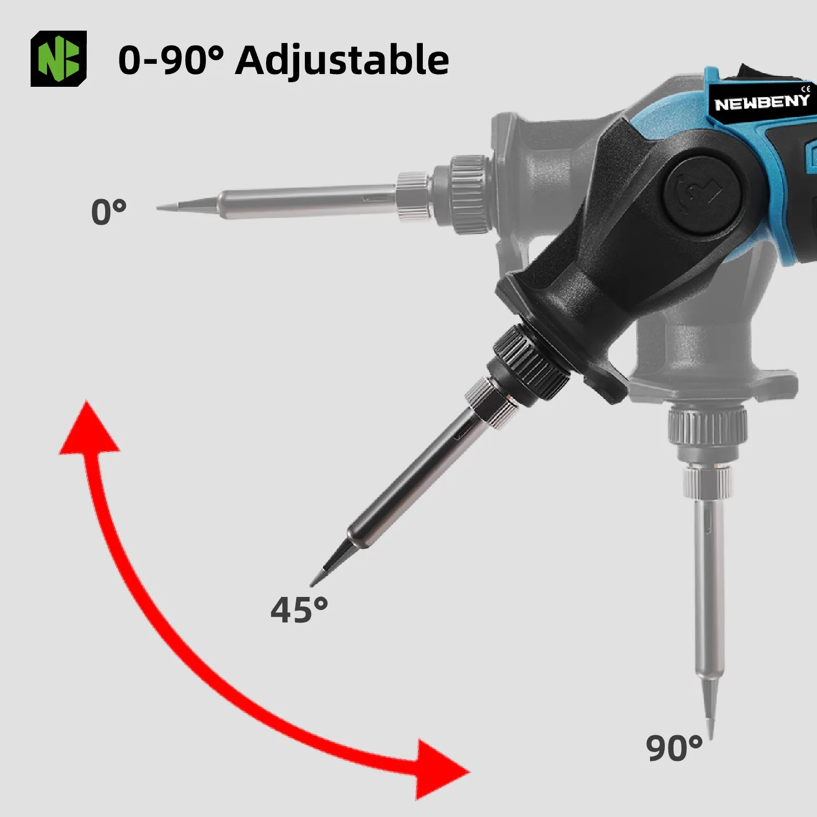نيوبيني 400 ℃ مسدس لحام كهربائي لاسلكي 30 وات 90 ° مسدس لحام قابل للتعديل لتدفئة مصاصة اللحام 12 فولت، أداة إزالة PowerTool #4