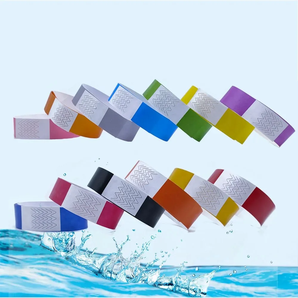 100 Pcs Paper Tyvek Wristbands Ticket Bar Identity Party Disposable Wristbands Waterproof Playground Synthetic Paper Wrist