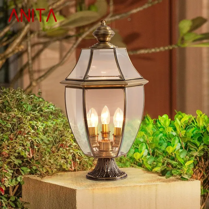 

ANITA Outdoor Classical Brass Garden Landscape Light Simple Patio Pillar IP65 Waterproof Retro Courtyard LED Post Lamp