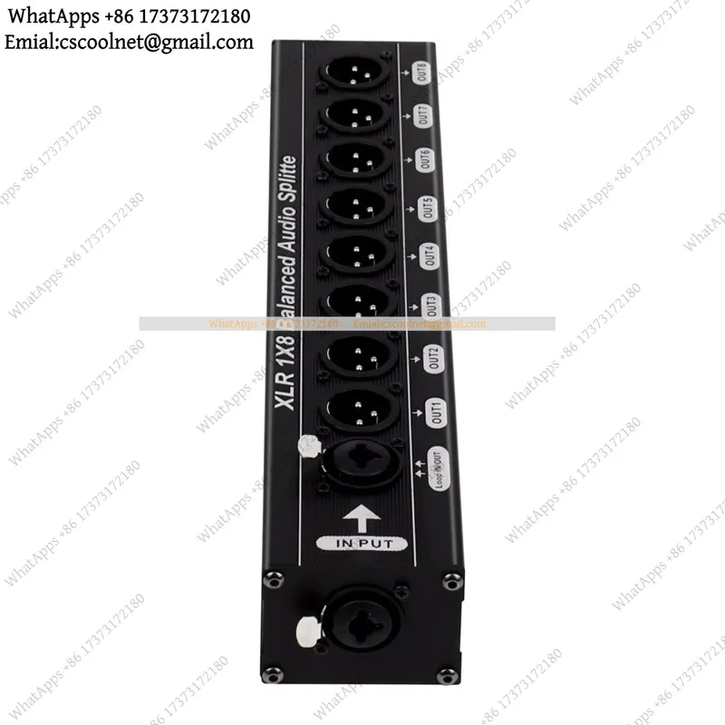 k3  XLR Audio Splitter 1 in 8 Out 3 Pin Balanced Signal Distribution Box Loop Output Mic Microphone Splitter for Studio Stage PA