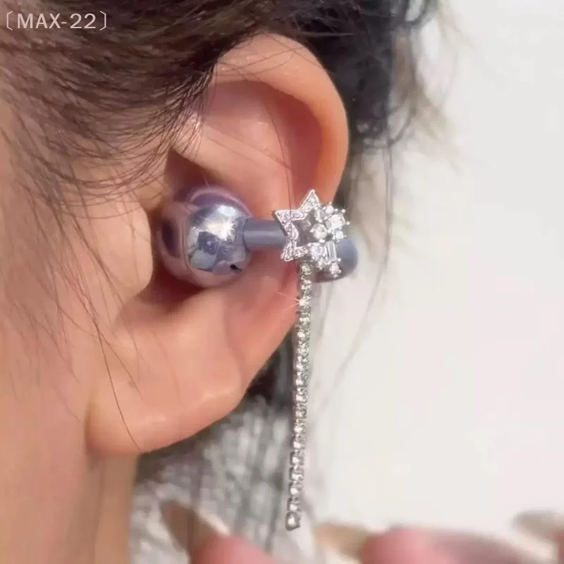 〔MAX-22〕1Pair Fashion Bling Rhinestone Star Earphone Clips Wireless Earbuds Clip Decoration Removable Earbud Jewelry Accessories