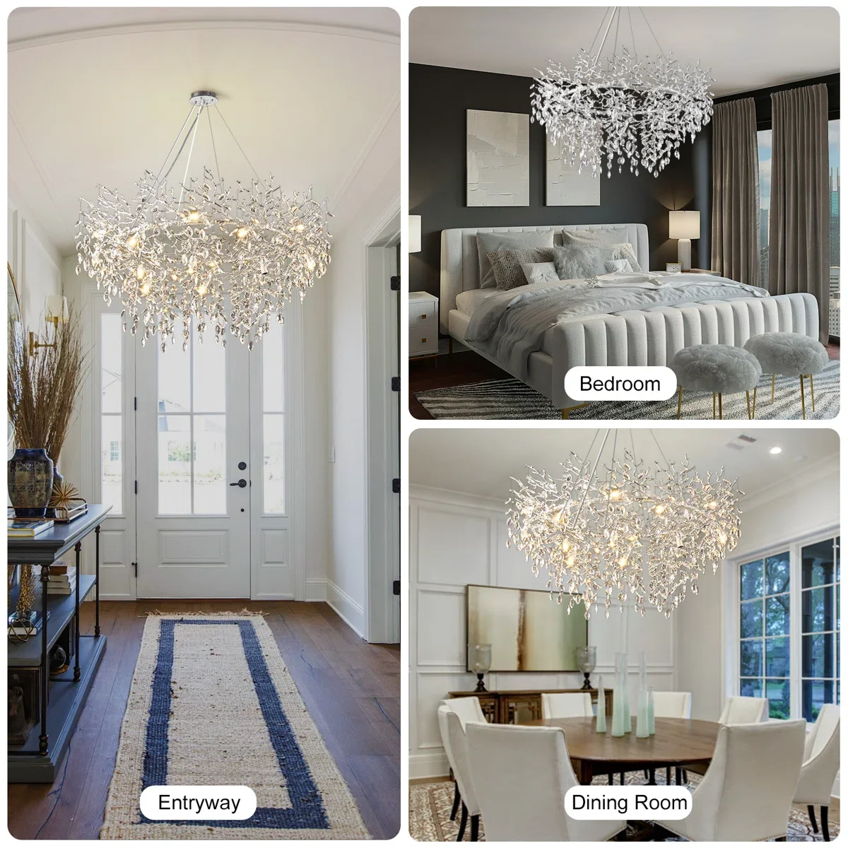 Lampadario di cristallo rotondo con lampadina G9 per sala da pranzo, soggiorno, dimmerabile, regolabile, apparecchio di illuminazione per interni di alto lusso