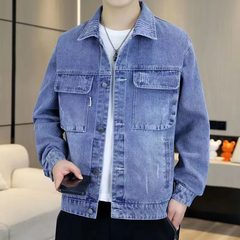 Immagine 7: Giacca di jeans da uomo 2026, nuova collezione primavera autunno, giacca casual con revers per il lavoro