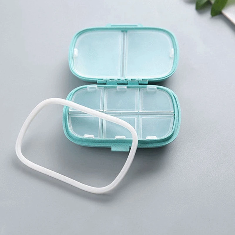 8 grids organizer container for tablets travel pill box with Seal ring Small box for tablets Wheat straw container for medicines