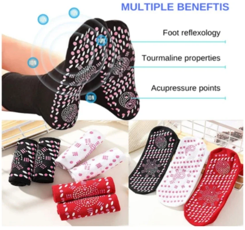 1 Pairs Tourmaline Slimming Health Sock Winter Elastic Thermal Self-Heating Sock Health Care Socks Short Sock Magnetic Therapy