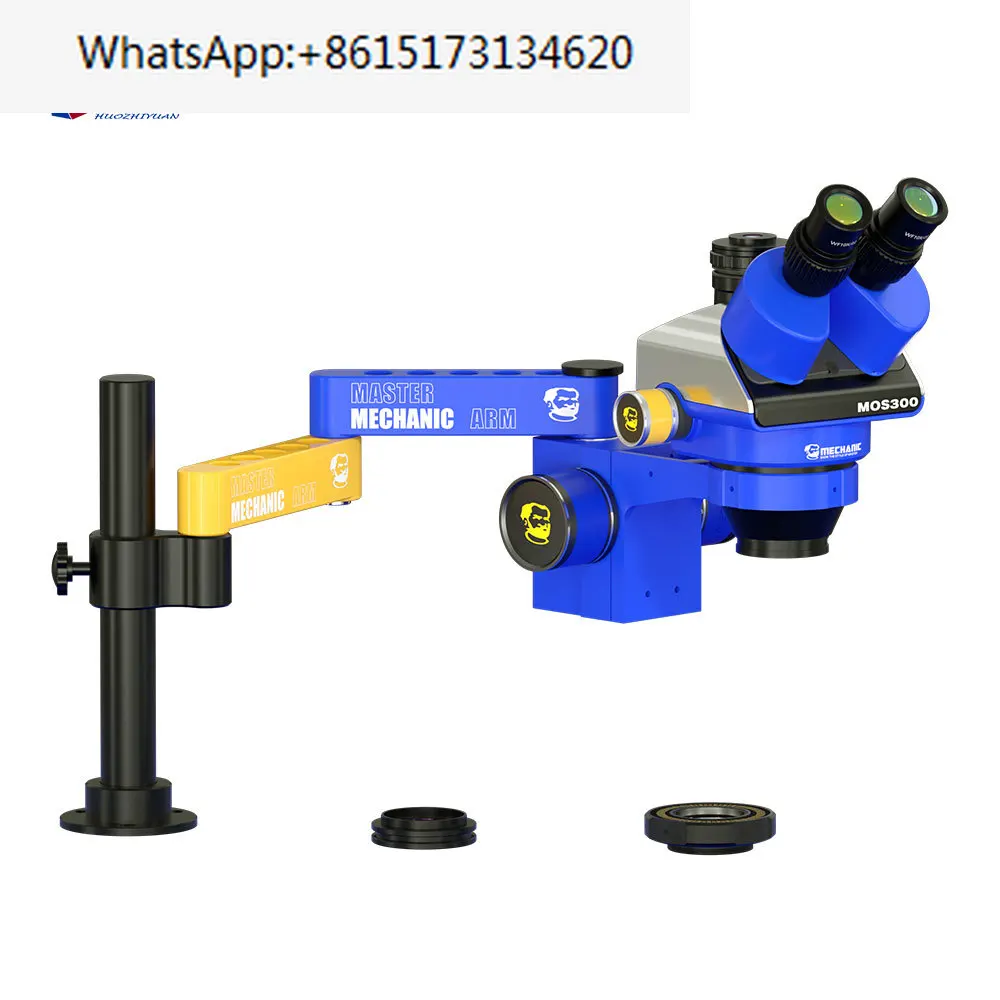 MECHANIC MOS300-M3 Trinocular Stereo Microscope with  Adjustable Microscope Arm Stand Zoom for Phone Camera Repair Tools