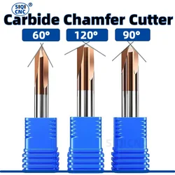 Carboneto Chanfro Fresa, 90 Graus, 8mm, CNC Router Bits, Deburr, Moinho De Fim De Alumínio, Gravura