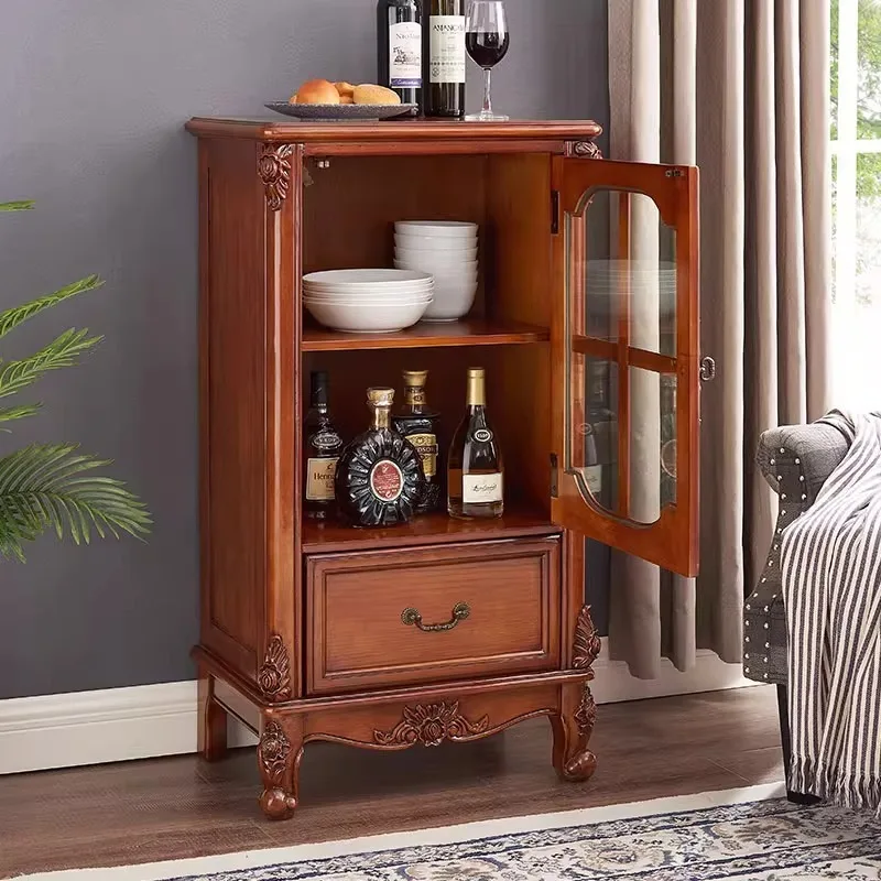 خزانة مشروبات بباب واحد من الخشب الصلب بالكامل في أمريكا، باب زجاجي لغرفة المعيشة